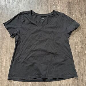 Pact V-Neck T-Shirt Womens Small Black Organic Cotton Short Sleeve Essential Tee